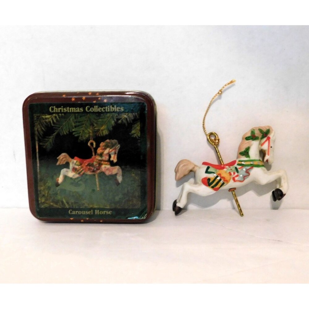 Willitts Designs Galloping Carousel Horse Christmas Ornament Head Down 5305 Tin